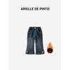 French Arielle De Pinto Girls' Fleece-Lined Pants, Winter Thickened Flared Pants, Integrated Fleece Jeans