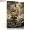 Vintage Nautical Metal Wall Art, Old Sailing Ship Pirate Decor, Home Wall Decor