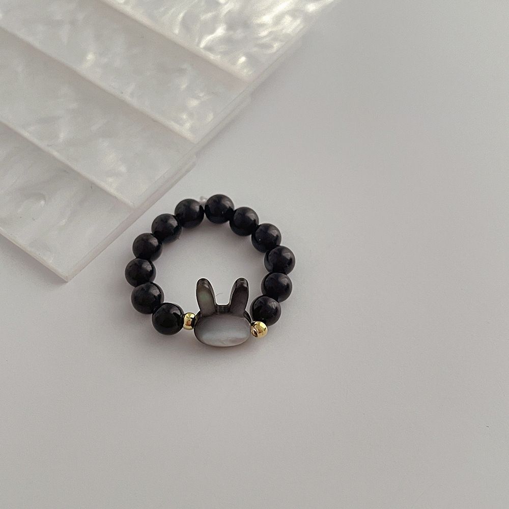 

Милый кролик Бохо Эстетика Ацетат Мелкие бусины Кольцо Подарки Для Пары Влюбленных Ювелирные Изделия Подвески Дети Бисерные Кольца чёрный