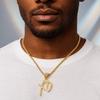 Goldfarbene Hip-Hop-Halskette mit Zirkonia-Buchstabenanhänger Schmuckzubehör