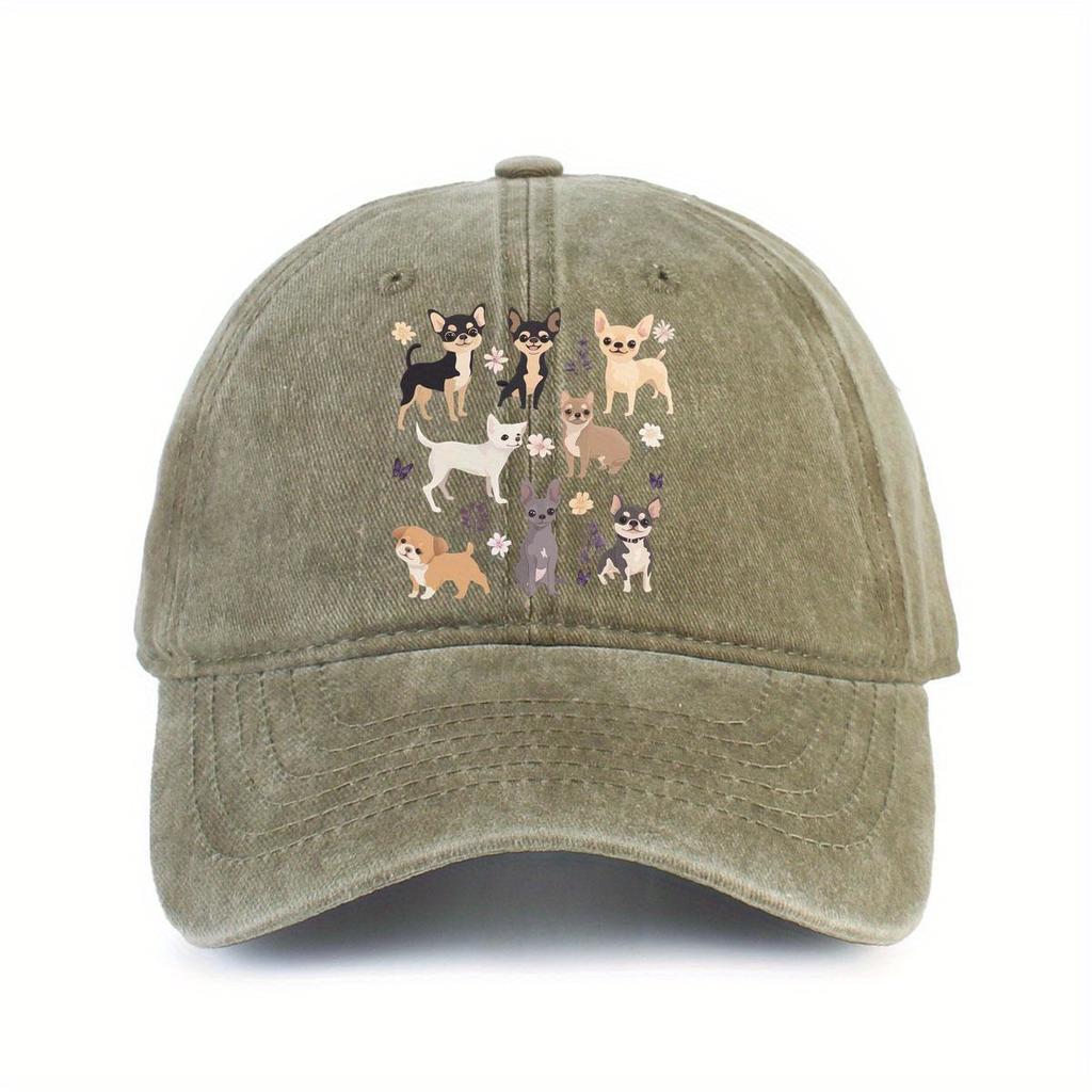 Chihuahua Dogs Print Baseball Cap Adjustable Polyester Casual Sun Protection Baseball Hat for Adults
