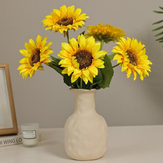 Simulated Sunflower Faux Flower with Bendable Stem Artificial Sunflower Branch for Home Office Wedding Parties Centerpiece