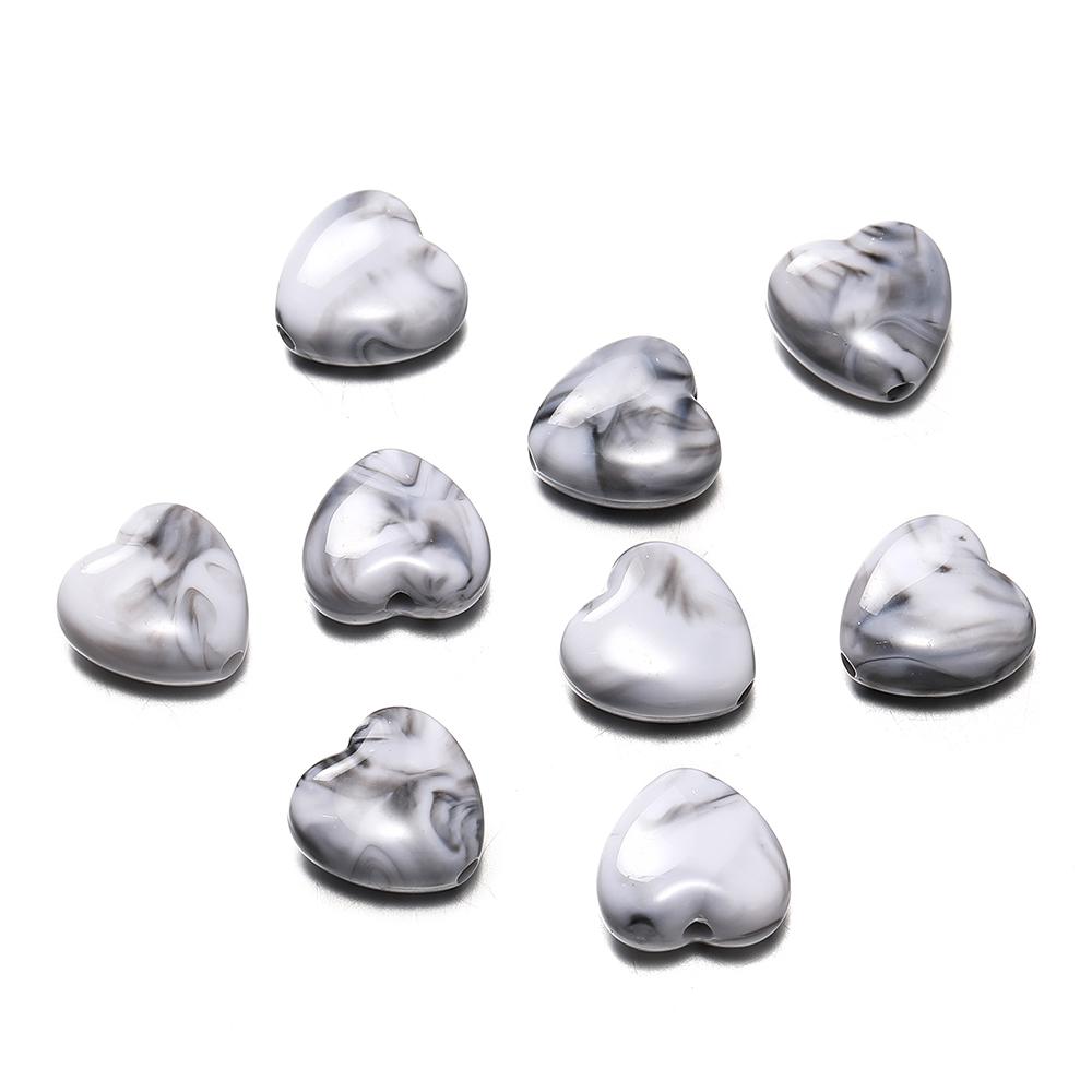20pcs Acrylic Imitation Stone Heart Beads 14mm Love Spacer Loose Bead for DIY Necklace Bracelet Jewelry Making Supplies