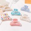 Hair Claw Floral Print Hollow Design Back Head Hair Clip Anti-slip Teeth Strong Grip Shark Hair Clip Versatile Hair Accessory