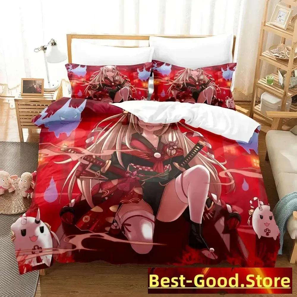 Kawaii Nakiri Ayame Tryckt Sängset Påslakan Örngott Sängkläder Sänglinne Lakan Täcke Full Queen King Size