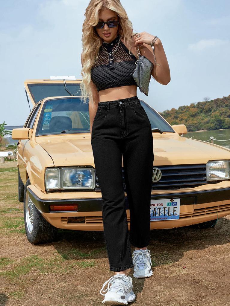 Women's High-Waist Straight-Leg Fashionable Skinny Jeans
