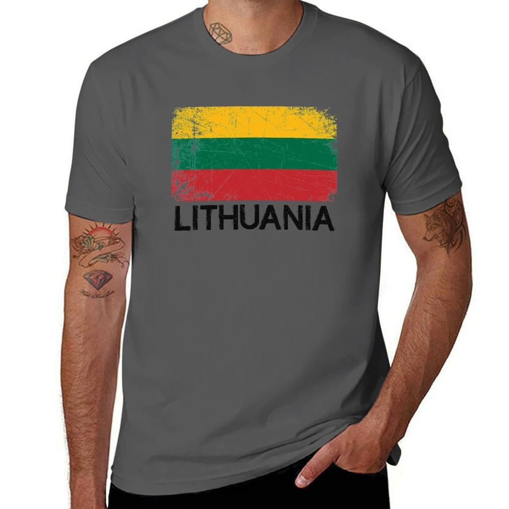 Lithuanian Flag Design Vintage Made In Lithuania Gift TShirt cotton t shirts high quality TShirt