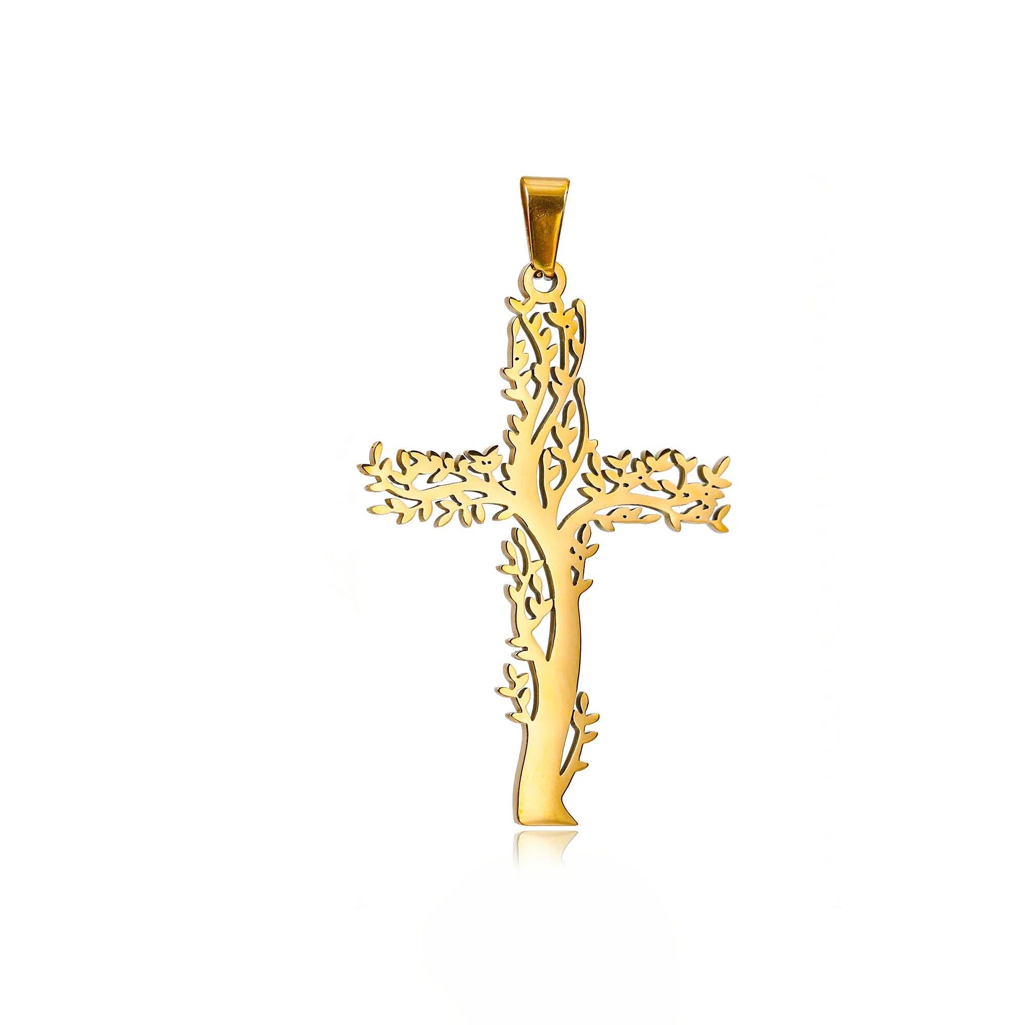 

Католический крест Иисуса из нержавеющей стали, кулон «Древо жизни», подвеска для ожерелья, аксессуары для изготовления ювелирных изделий «сделай сам», поставки, оптовая продажа