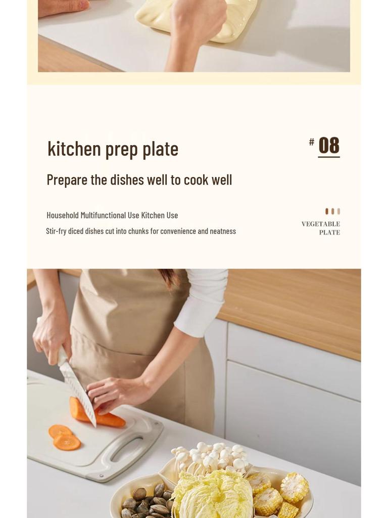 Rotatable Kitchen Prep Plate with Compartmented Draining Basket