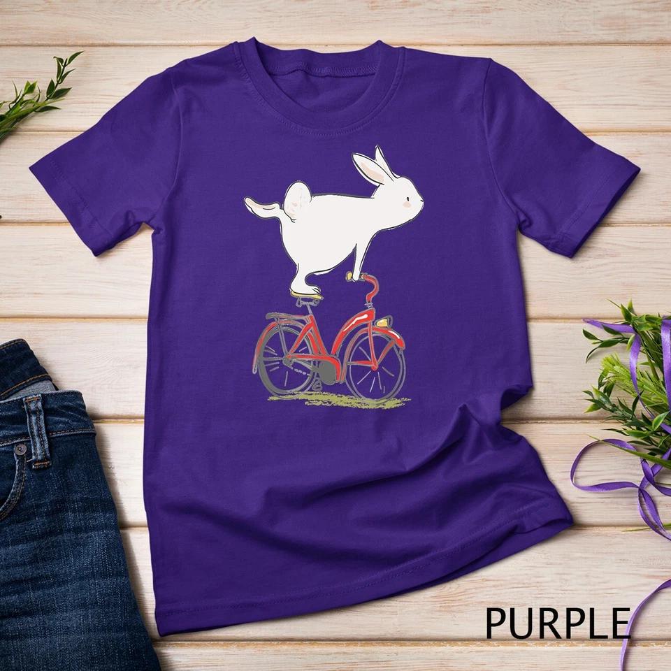 Cute Bunny Rabbit On Bike, Cycling, Bicycle T-Shirt & Gift Unisex T-shirt 5 2XL