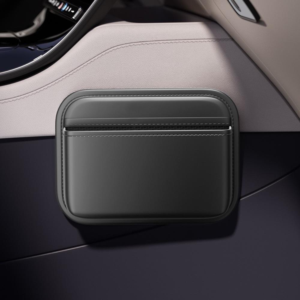 Self-adhesive Side Pocket Organizer PU Leather Car Seat Organizer Car Storage Bag  Car Accessories чёрный