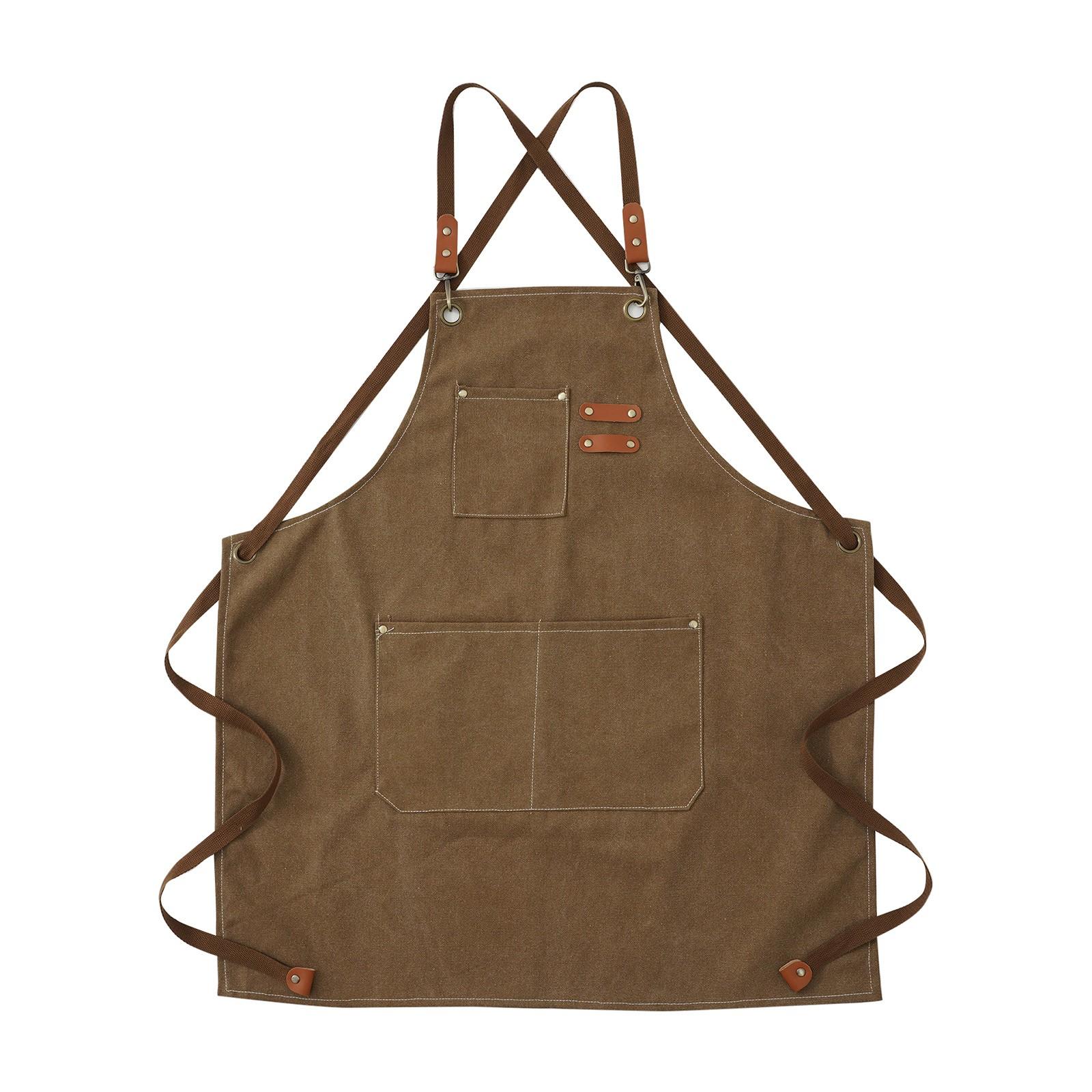 

Толстый холщовый фартук для кухни, кофейни, салона, работы, деревообработки, сада, джинсовые подтяжки, хлопковый фартук One Size