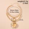 2pcs/set Gold Color Metal Love Heart Pendant Necklaces for Women Men Metal Punk Choker Necklace Jewelry Gifts