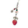 Handmade Strawberry Beaded Phone Charm Stylish Acrylic Strawberry Pendant for Cellphone and Keychain Decoration Charm