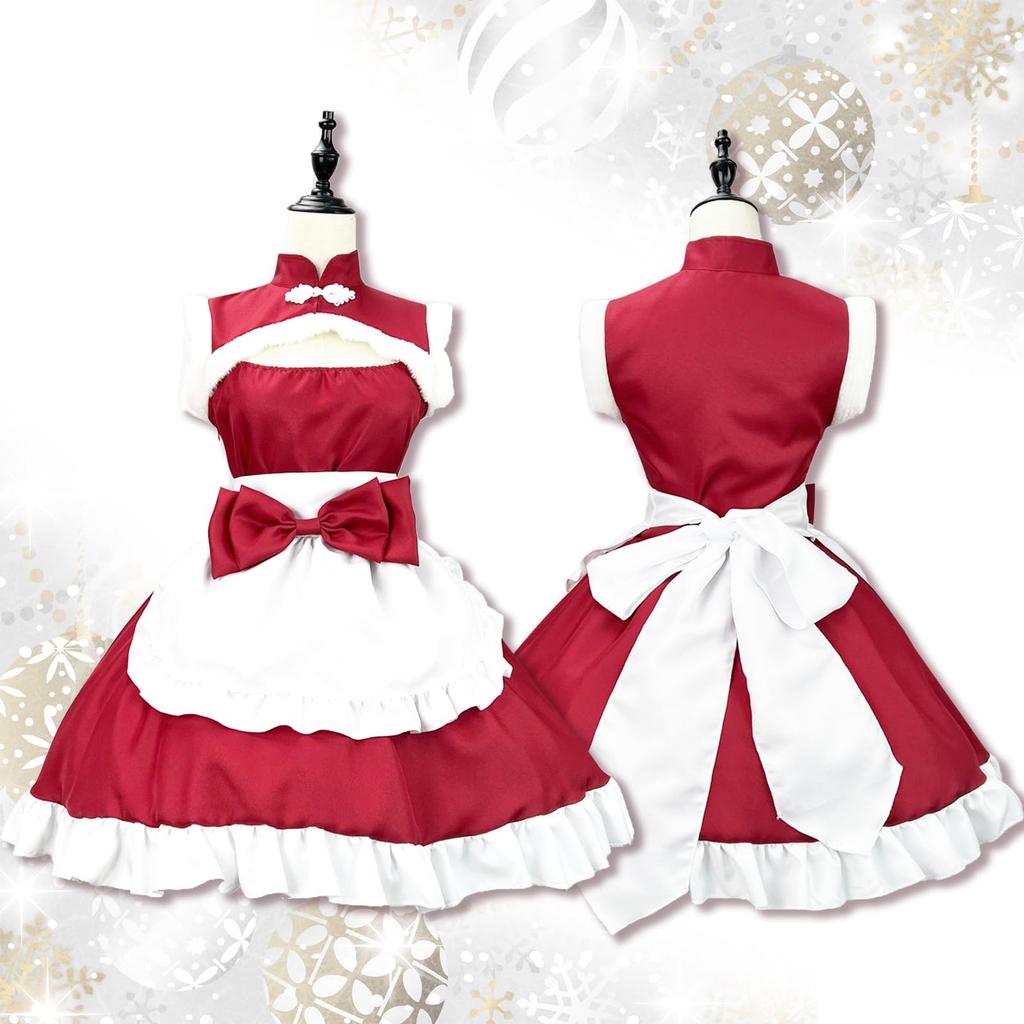 [Milky Time] Christmas Santa Costume, Maid Dress with Ribbon (Maid Santa)