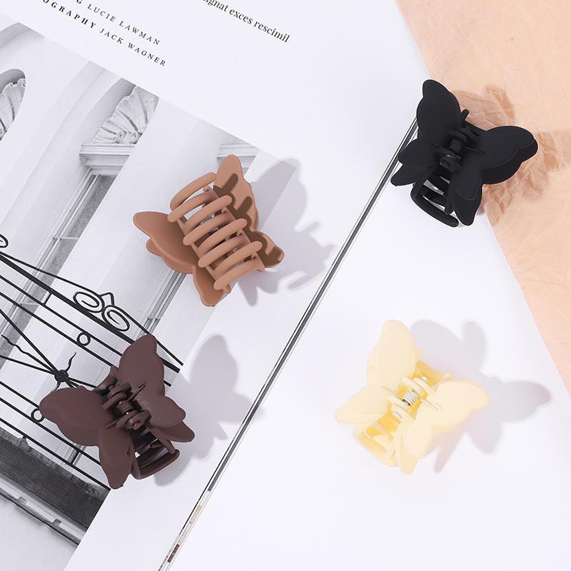 4cm Resin Bow Hair Clip Women's Solid Color Grab Clip Matte Simple Fashion Shark Clip Hairpin Hair Accessory