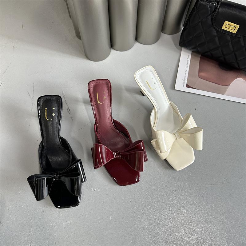 Fashion Shoes Slippers Casual Slipers Women Low Heeled Mules Butterfly-Knot Slides Luxury 2025 Summer High Butterfly-knot Rubber Pumps P