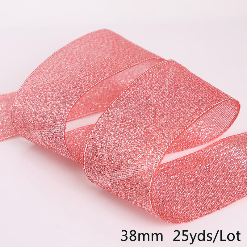 25Yards Metallic Ribbon Organza Ribbon For Wedding Party Decoration Gift Wrap Christmas Ribbons