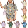 Kids Casual Short Sleeve Top and Shorts Set Lightweight Comfortable Soft Fabric Animal Print Summer Outfit for Boys and Girls