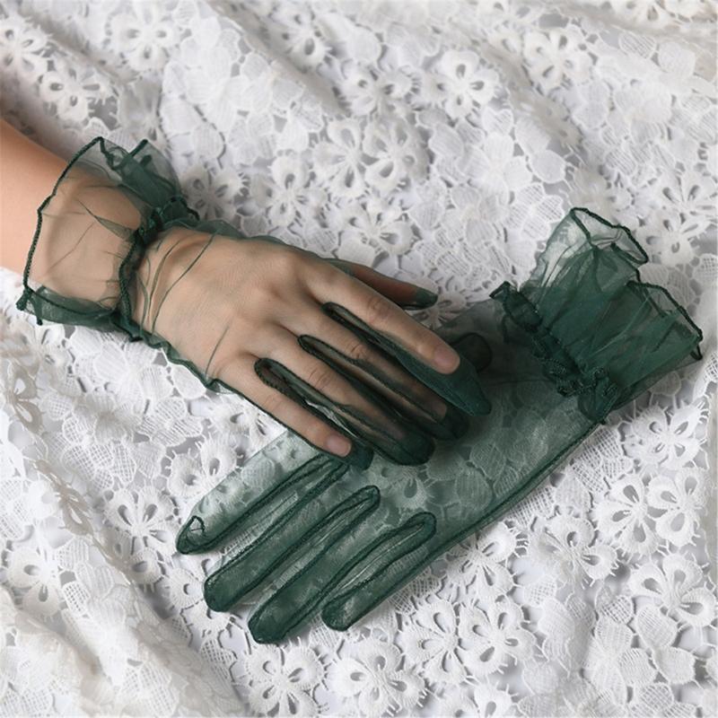 Wedding Gloves Proms Gloves Tulle Short Thin Gloves for Operas Women Lady Theme Proms Costume Accessories