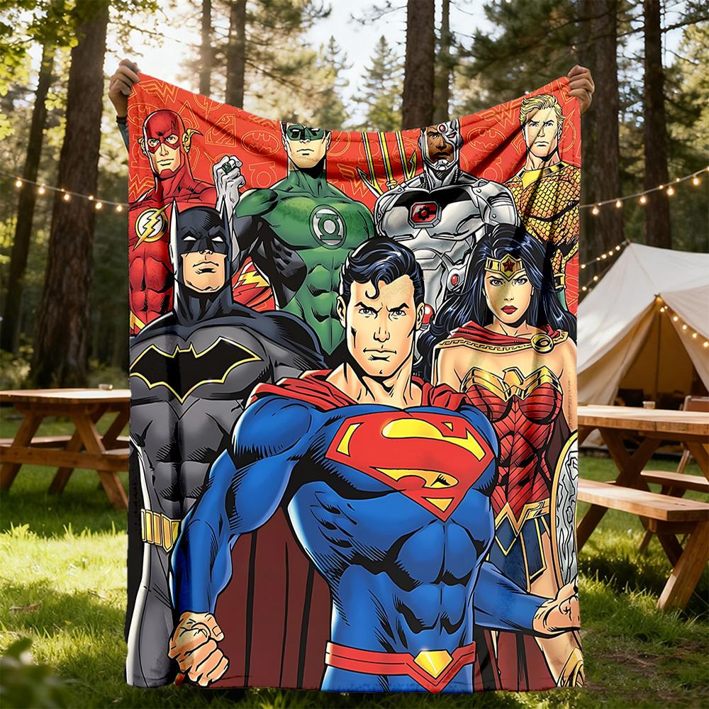 1PC Superheroes Justice Outdoor Blanket Lightweight Flannel, Soft & Warm, All-Season, Outdoor, Camping, Living Room, Office, L1106101