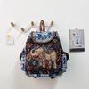 Ethnic Elephant Embroidery Women's Canvas Backpack - Large Capacity, College Style