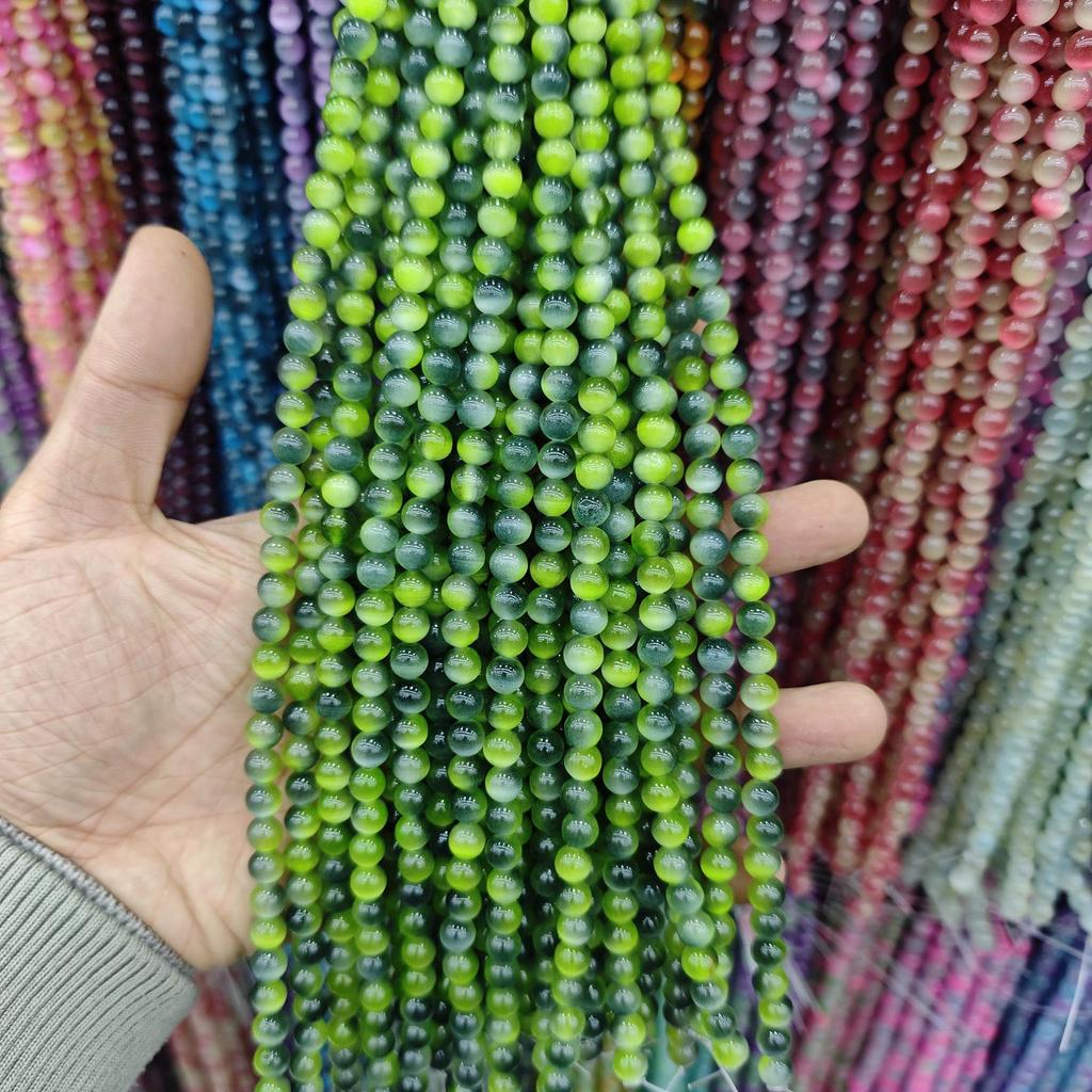 8mm Cat's Eye Stone Beads: Single, Double, Triple-Color, DIY Jewelry Round Beads