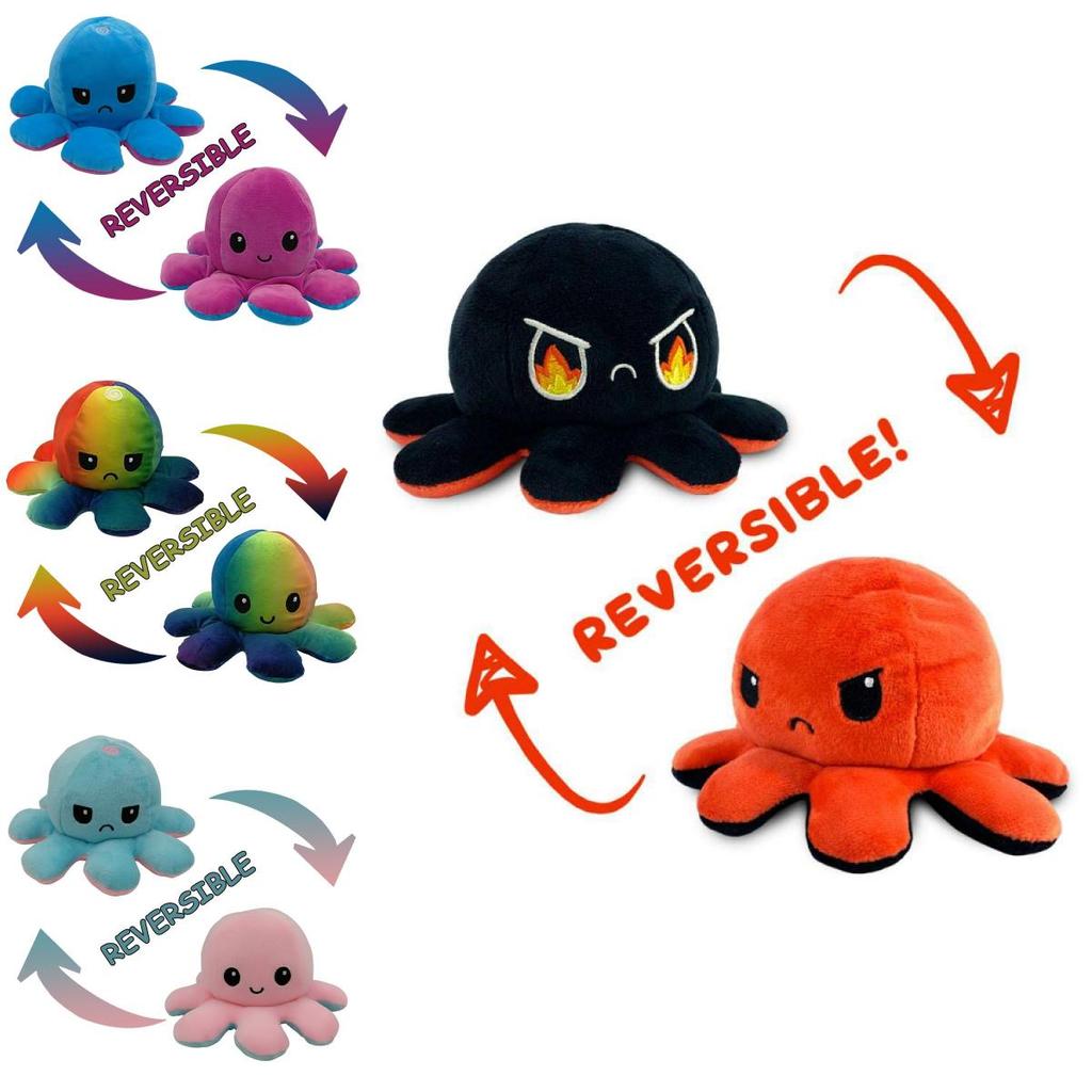 Soft And Adorable Double-sided Flip Reversible Octopus Plush Toy For Kids