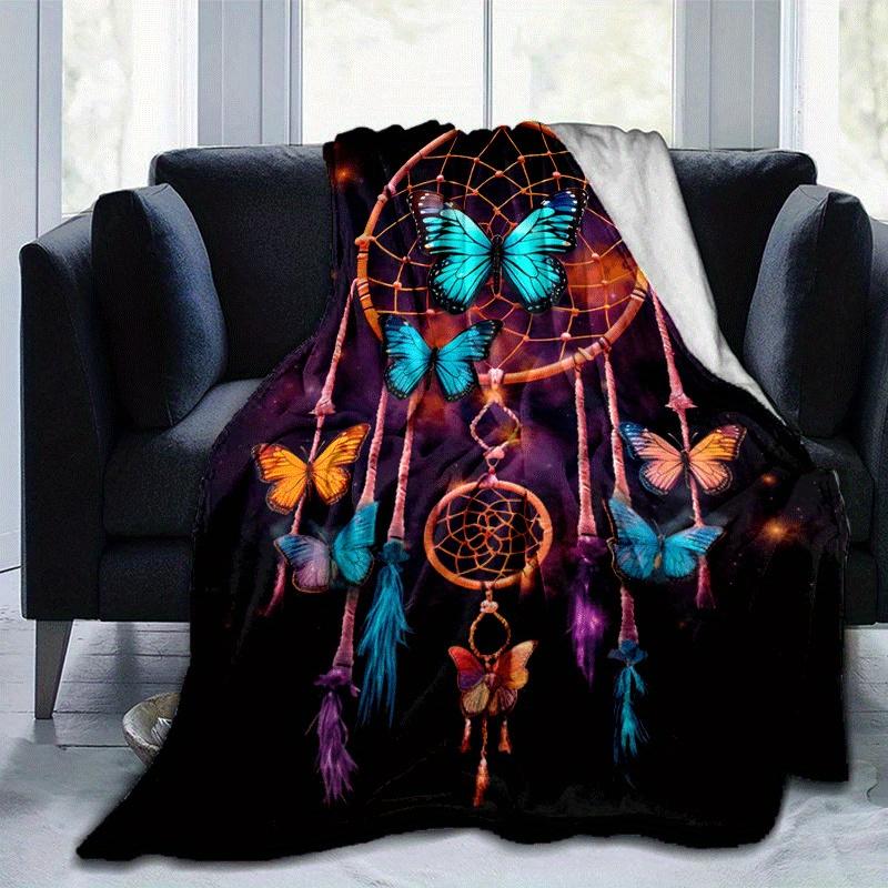 1pc Dream Catcher Printing Lightweight Flannel Blanket, Comfortable and Warm Blanket, for Camping Sofa Bed and Couch Office, Gift