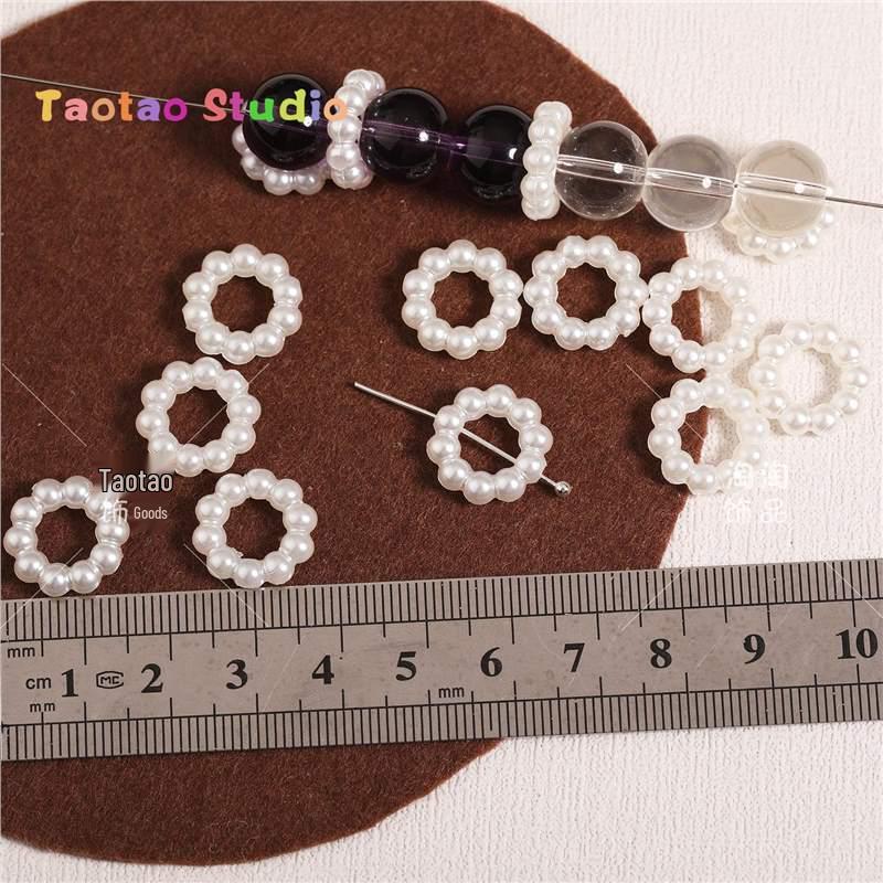 Vintage Imitation Pearl Openwork Circle Spacer Beads for DIY Jewelry and Cell Phone Lanyards