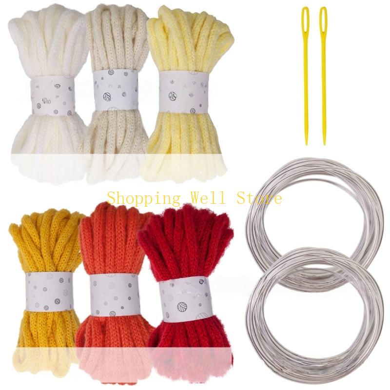 KX4B 6Rolls Of Multicolored Hollow Braided Cord Rope 5.46Yard Long 7mm Wide Polyester Rope For Art Craft And Home Decoration