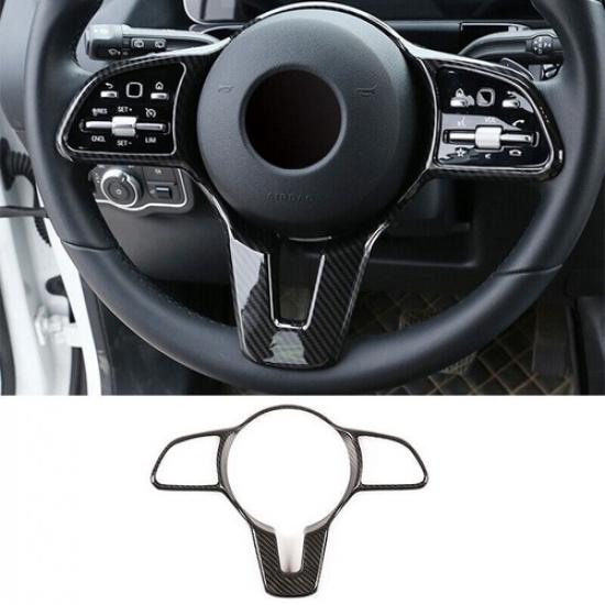 ABS Carbon Fiber Steering Wheel Decor Cover Trim For Mercedes-Benz GLC -