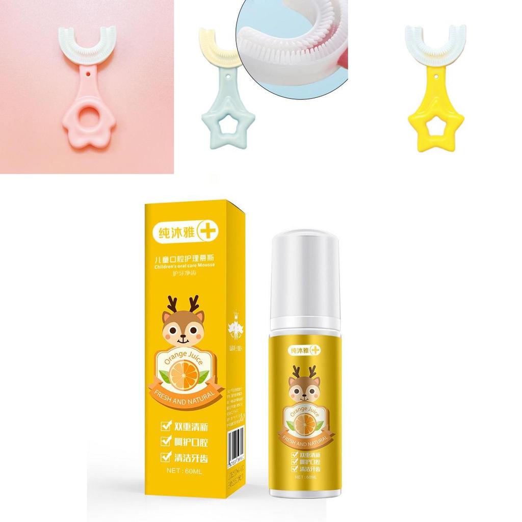 U-shaped Toothbrush For 2-12 Year Old Kids With Soft Silicone Bristles**