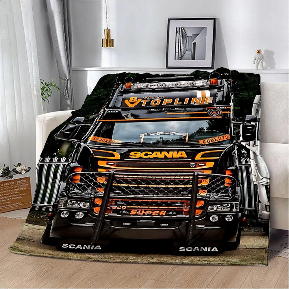 Printed Blanket Picnic Blankets Car Brand Scanias TruckS Warm Blanket Soft and Comfortable Blanket Home Travel Birthday Gift