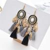 New Ethnic Sector Bohemia Black Red Rope Fringe Tassel Earrings Long Drop Dangle Big Earrings Fashion Earrings for