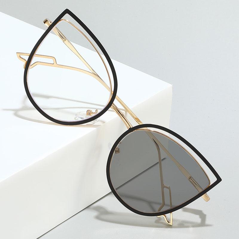 Color Changing Blue Light Blocking Glasses Women Men Stylish Photochromic Glasses Ladies Cat Eye Optical Spectacle Eyeglasses