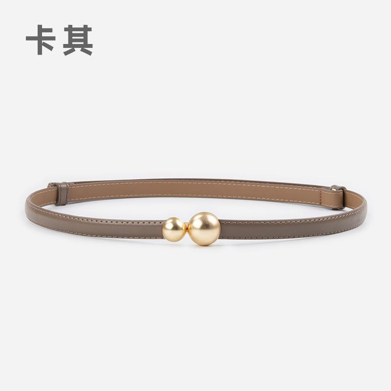 Buckle Women'S Belt Genuine Leather Women'S Belt Cowhide Waist Thin Women'S Belt Decorative Women'S Style
