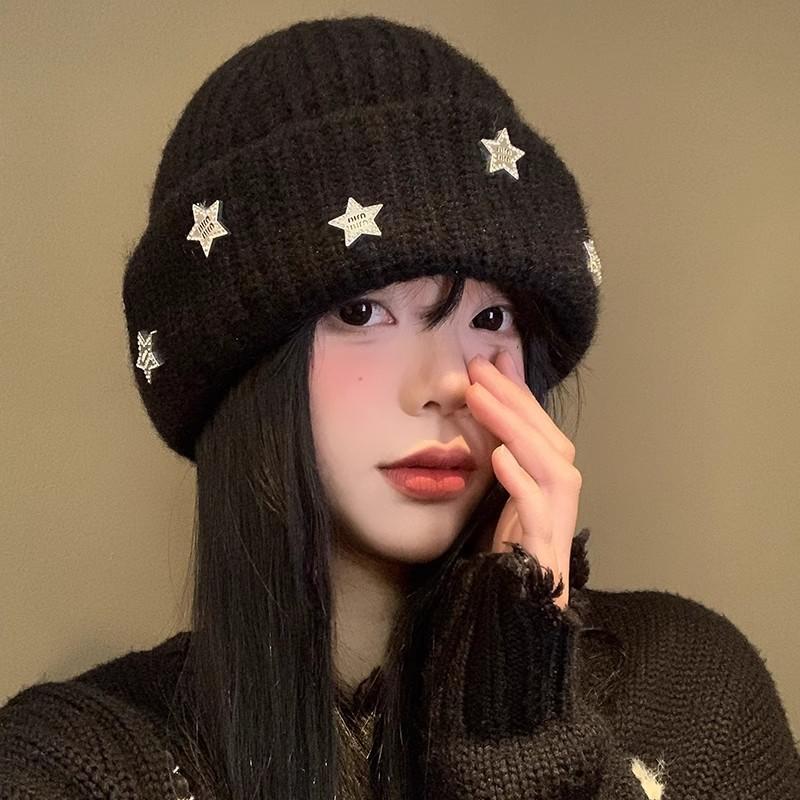 Face showing Small Bag Head Hat Autumn and Winter Warm Windproof Ear Protection Wool Hat Big Head Circumference Cold Hat