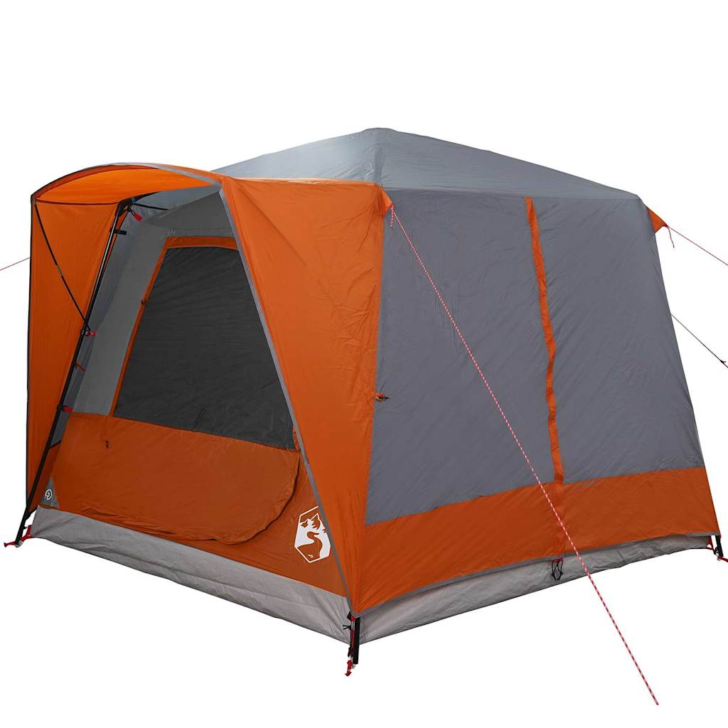 5 Person Family Tent Gray and Orange 333 x 317 x 194 cm