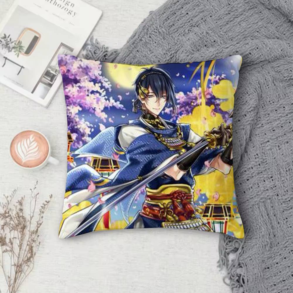 Touken Ranbu Anime Double-Sided Printed Square Pillow Cover Decorative Cushion Cover For Sofa Bedroom Bedside