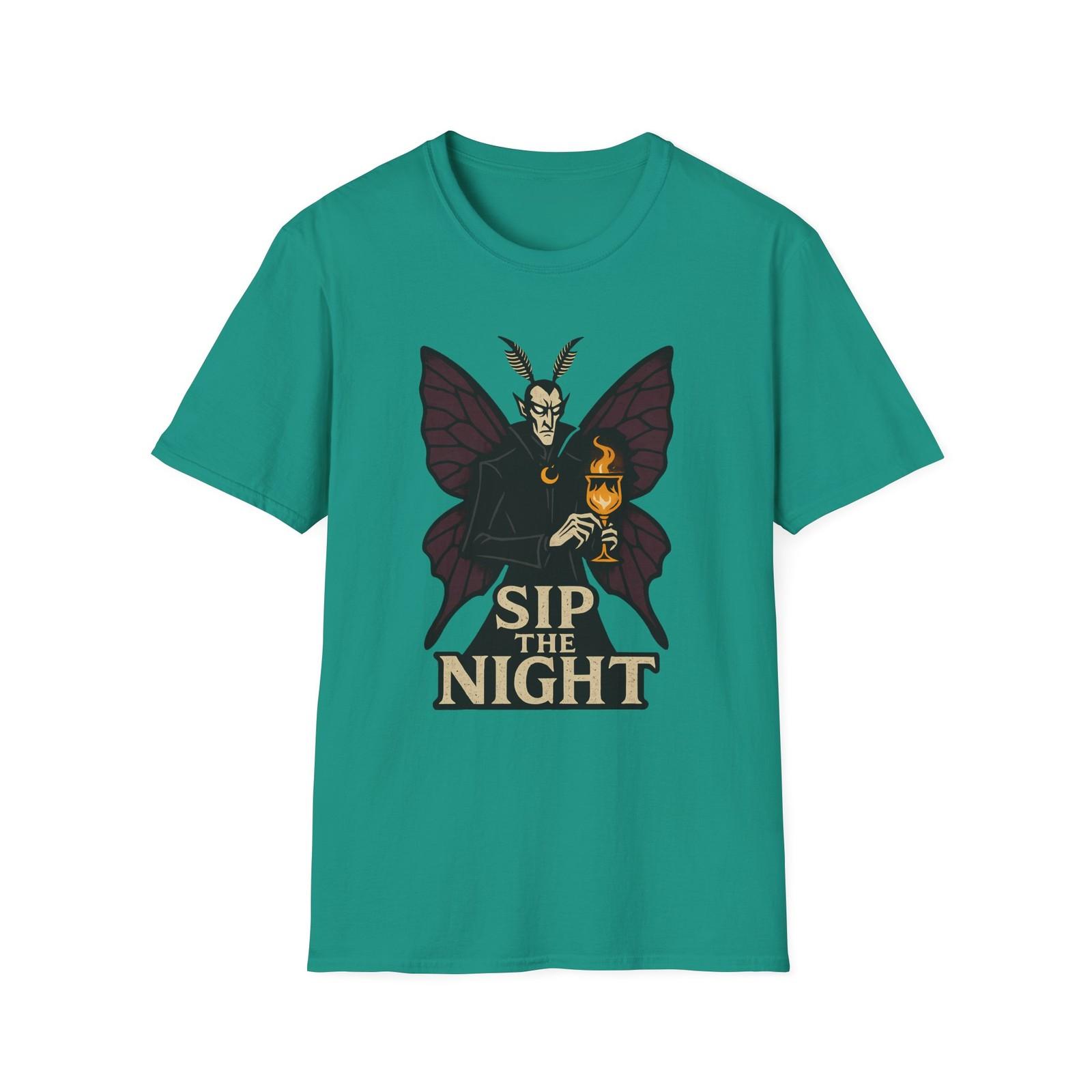 Unisex Softstyle T-Shirt Mens Womens Tees Top Sip the Night Moth Vampire Wings Halloween Gothic S