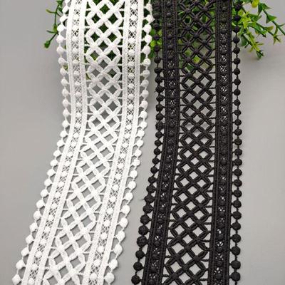 3Meters/lot 7cm Wide Black White Hollow Out Floral Embroidered Lace Ribbon DIY Apparel Sewing Fabric Lace Tape Dress Clothing Decoration