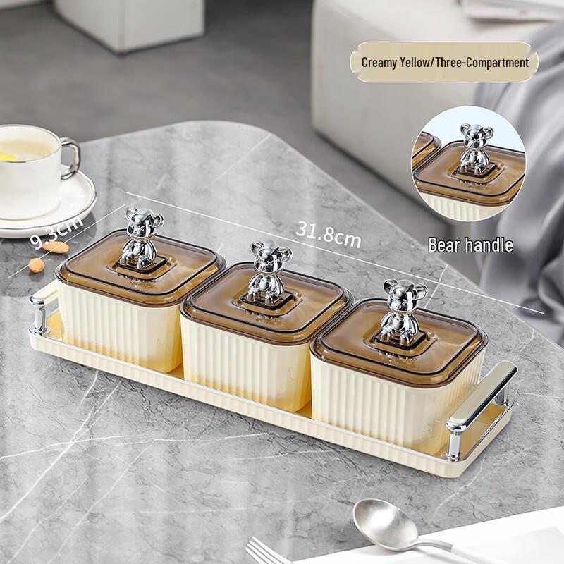 SW Light Luxury Transparent 3-Compartment Serving Plate