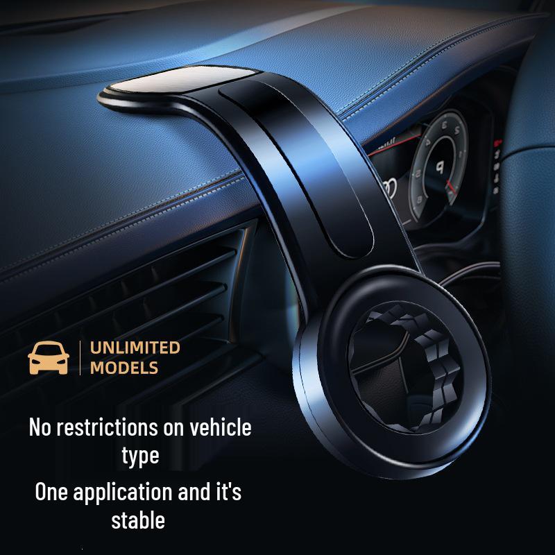 Universal Foldable Magnetic Car Phone Holder: Adjustable, Rotating, and Curved Design for Dashboard.