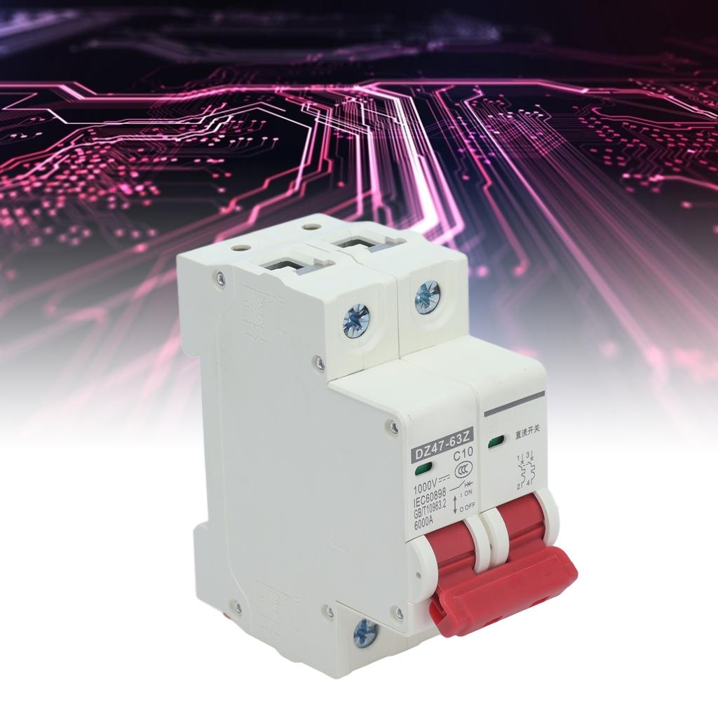 DZ47‑63Z Miniature DC Circuit Breaker 2 Polos 1000V 10AMP Insulator for Solar Photovoltaic System DI