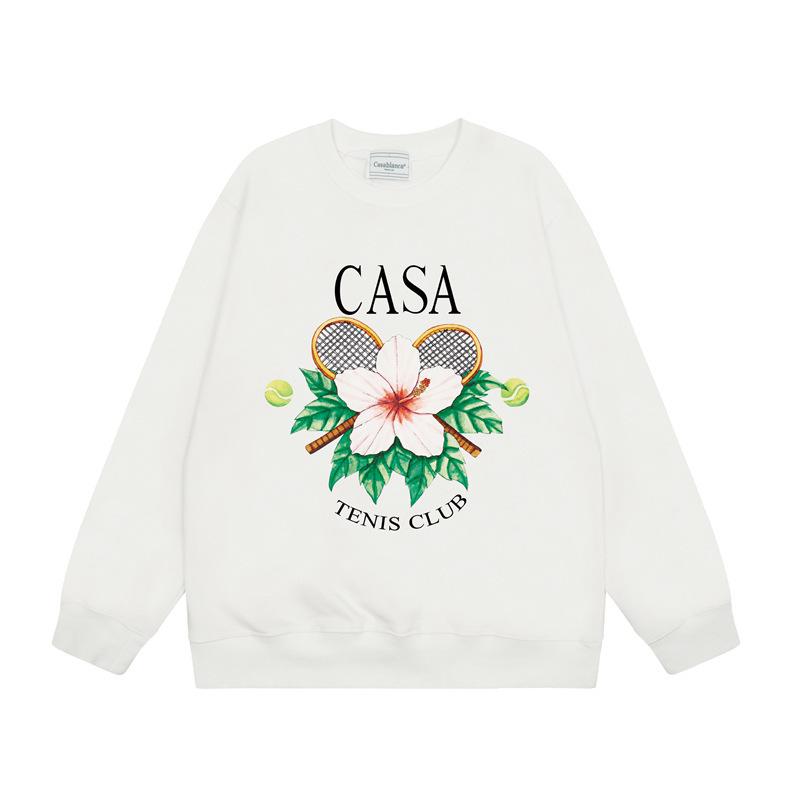 American Trendy Brand Casablanca Crew Neck Sweater Hoodie Men's Couple Ins Autumn and Winter Thickened Long-sleeved Women's T
