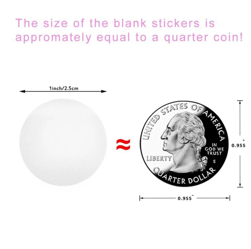 2.5cm 500 PVC Stickers Colored Circular Envelope Labels, Sealed Retail Packaging Transparent Sealing Labels