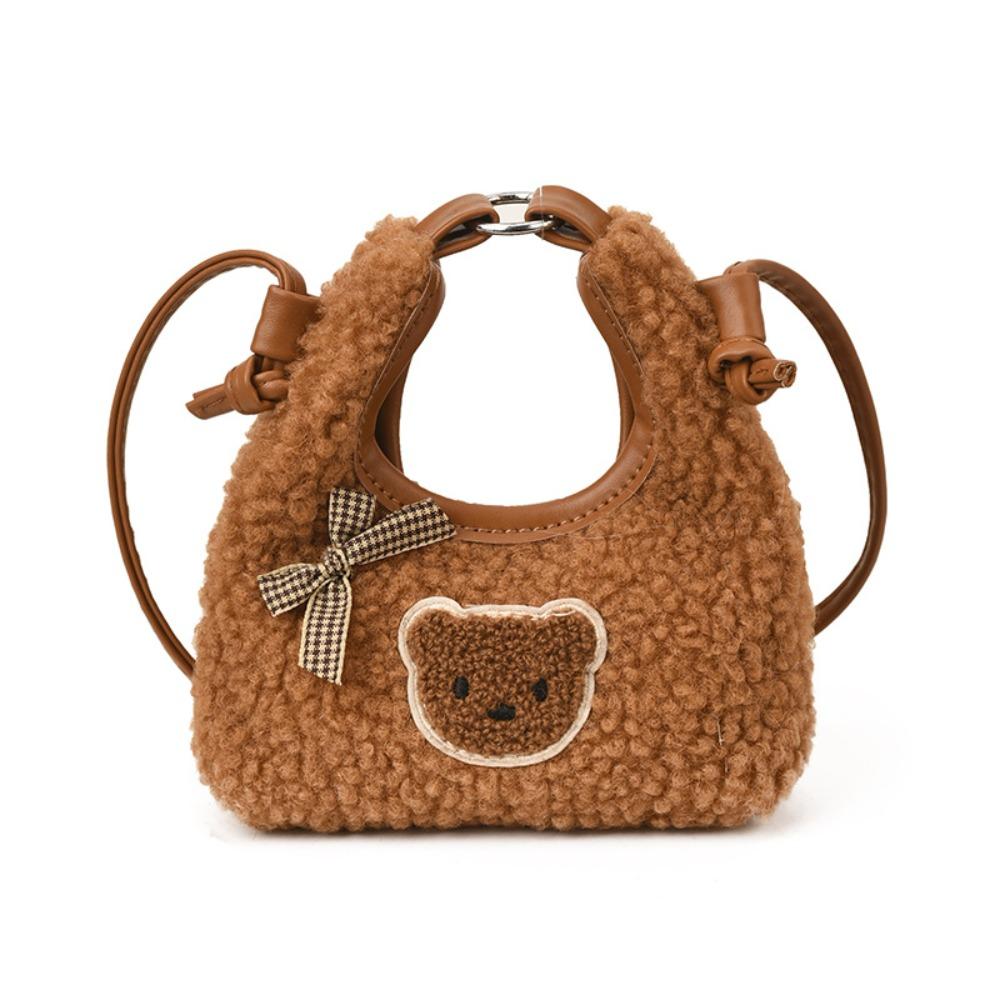 Cute Plush Crossbody Bag Cartoon Mini Shoulder Bag Creative Bear Bow Handbag  Kids