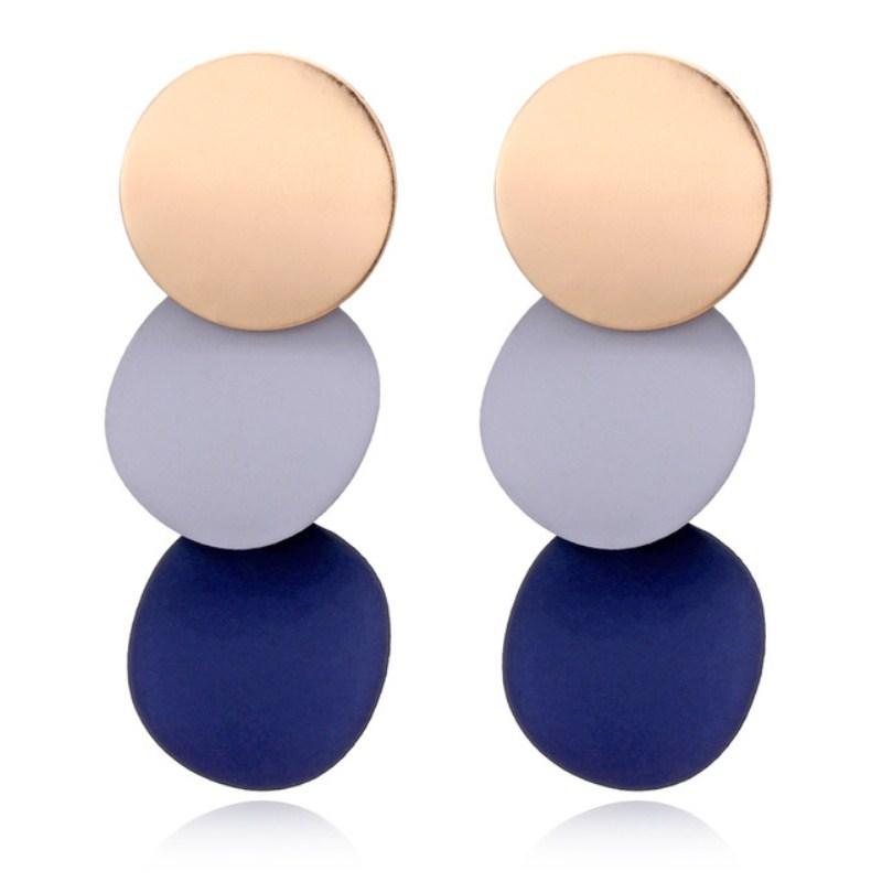 Trendy Gold Round Metal Statement Earrings For Women Unique Black Stud Earrings Vintage Party Wedding Punk Jewelry