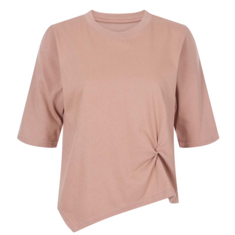 Shop   Women Round Neck TwisTed Crop ShorT Sleeve T shirT Black Dai Wsh 20418